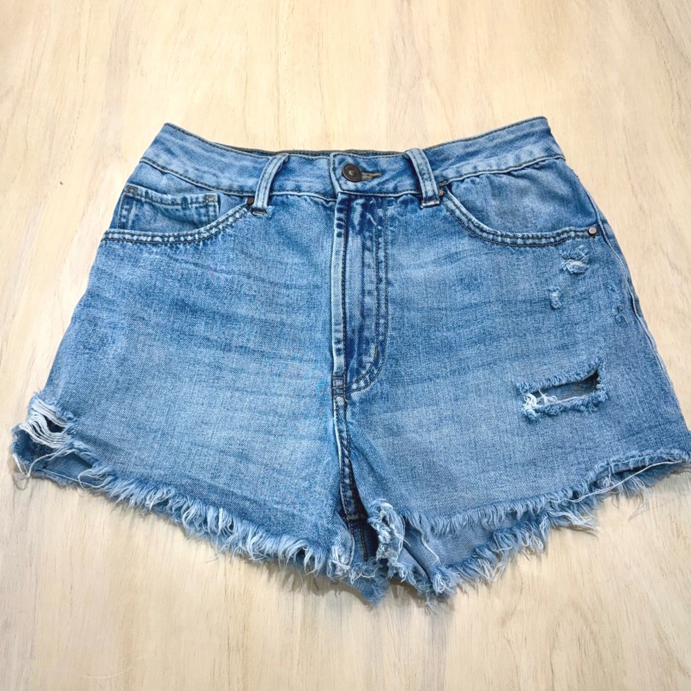 Rewash Vintage Reunion Denim Shorts Womens 9‎ 29 High Rise Distressed Cutoff Y2K